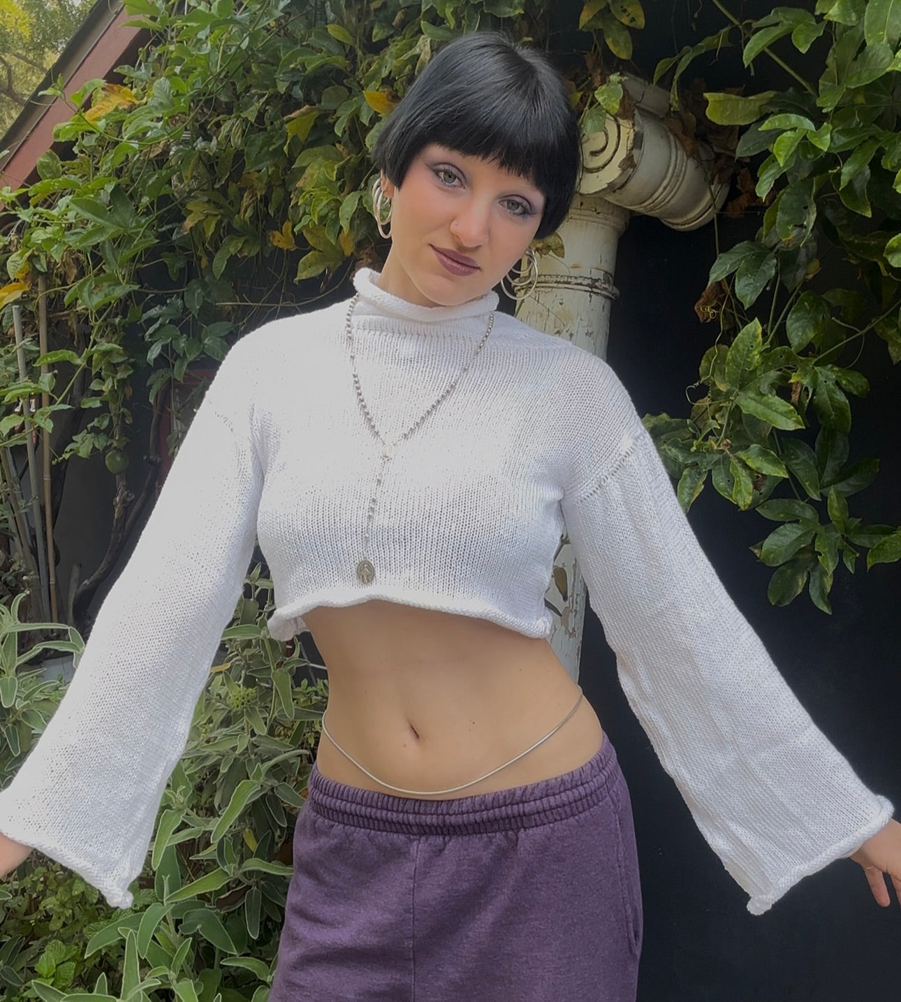 Lapiedra Mockneck Knit Crop Sweater