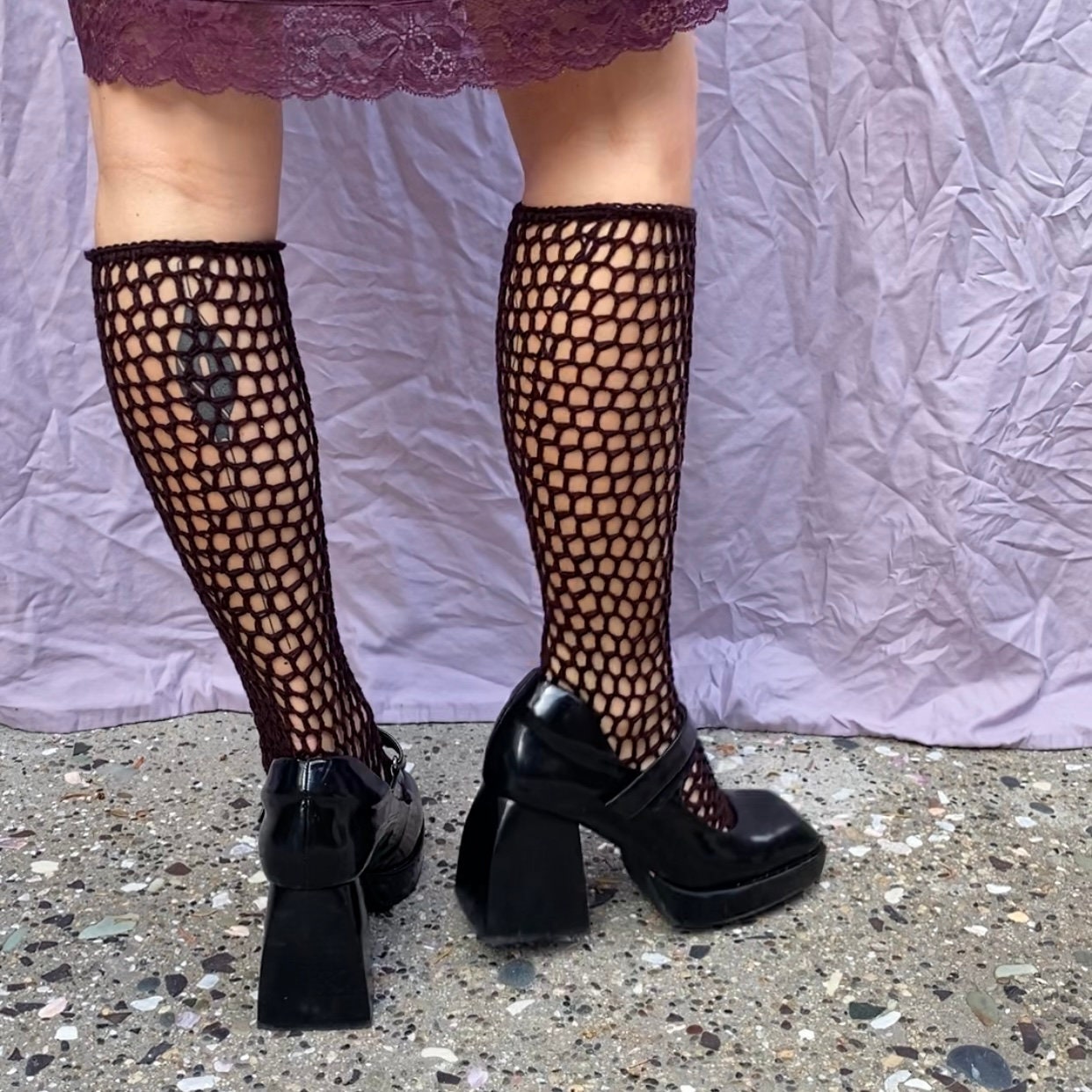 Rosehip Mesh High Socks Pattern