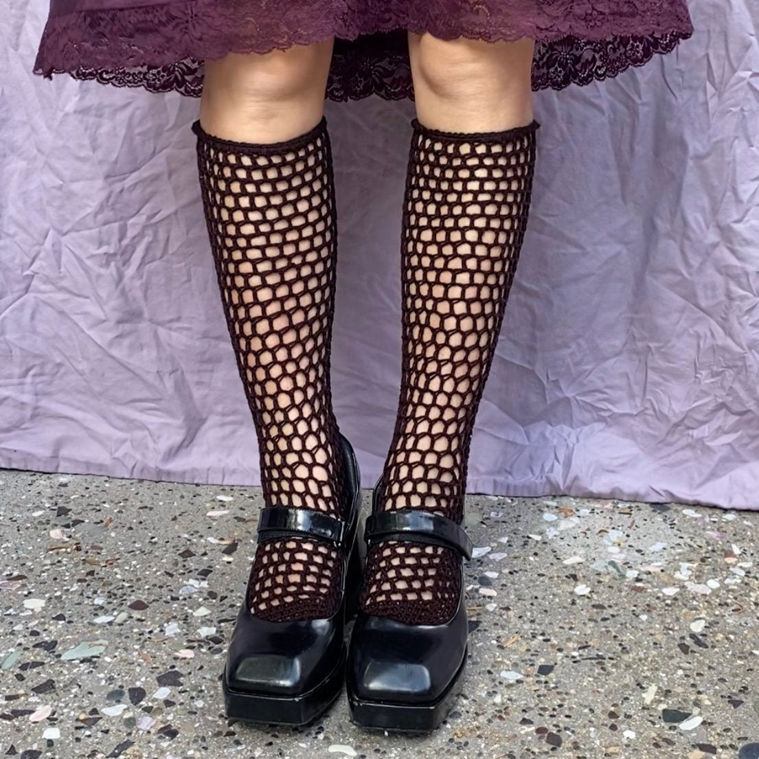 Rosehip Mesh High Socks