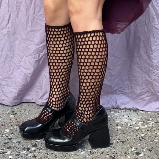 Rosehip Mesh High Socks Pattern