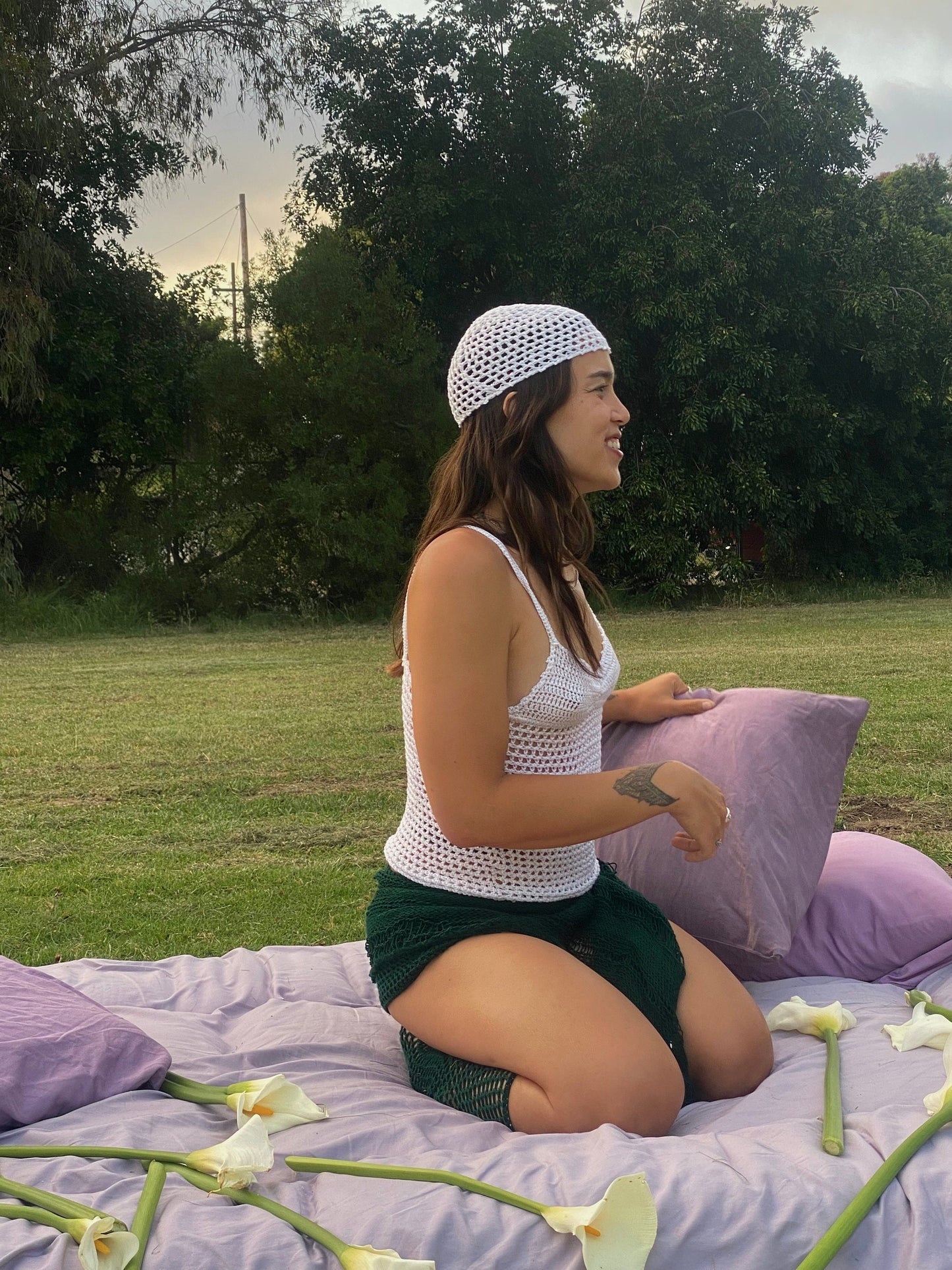 Acacia Mesh Crochet Scullcap Hat